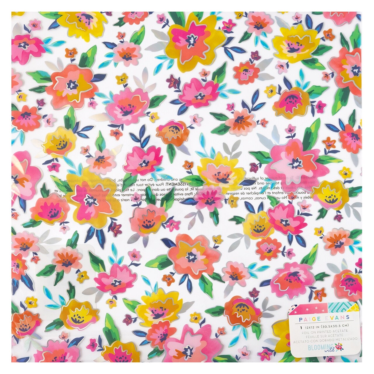 Paige Evans Blooming Wild Specialty Paper 12"X12"-Acetate W/Holographic Foil Accents